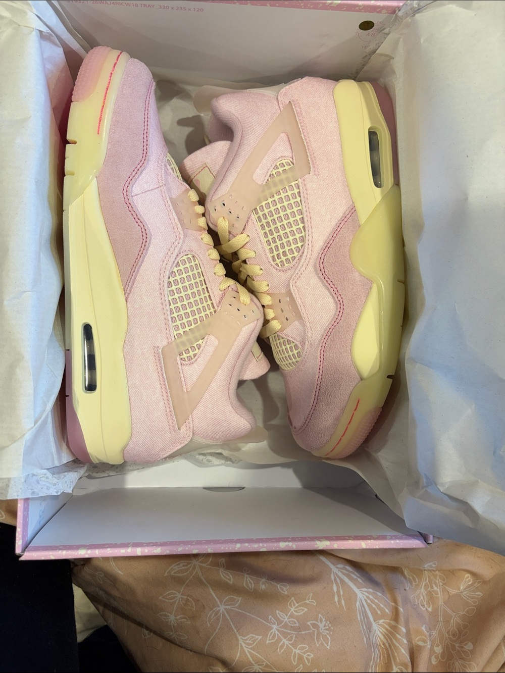 Jordan Pastel Pink and Yellow Retro Sole Sneakers